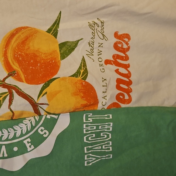 CACTUS & PEARL Two-tone California Peaches Short Sleeve Distressed T-Shirt - Picture 5 of 8